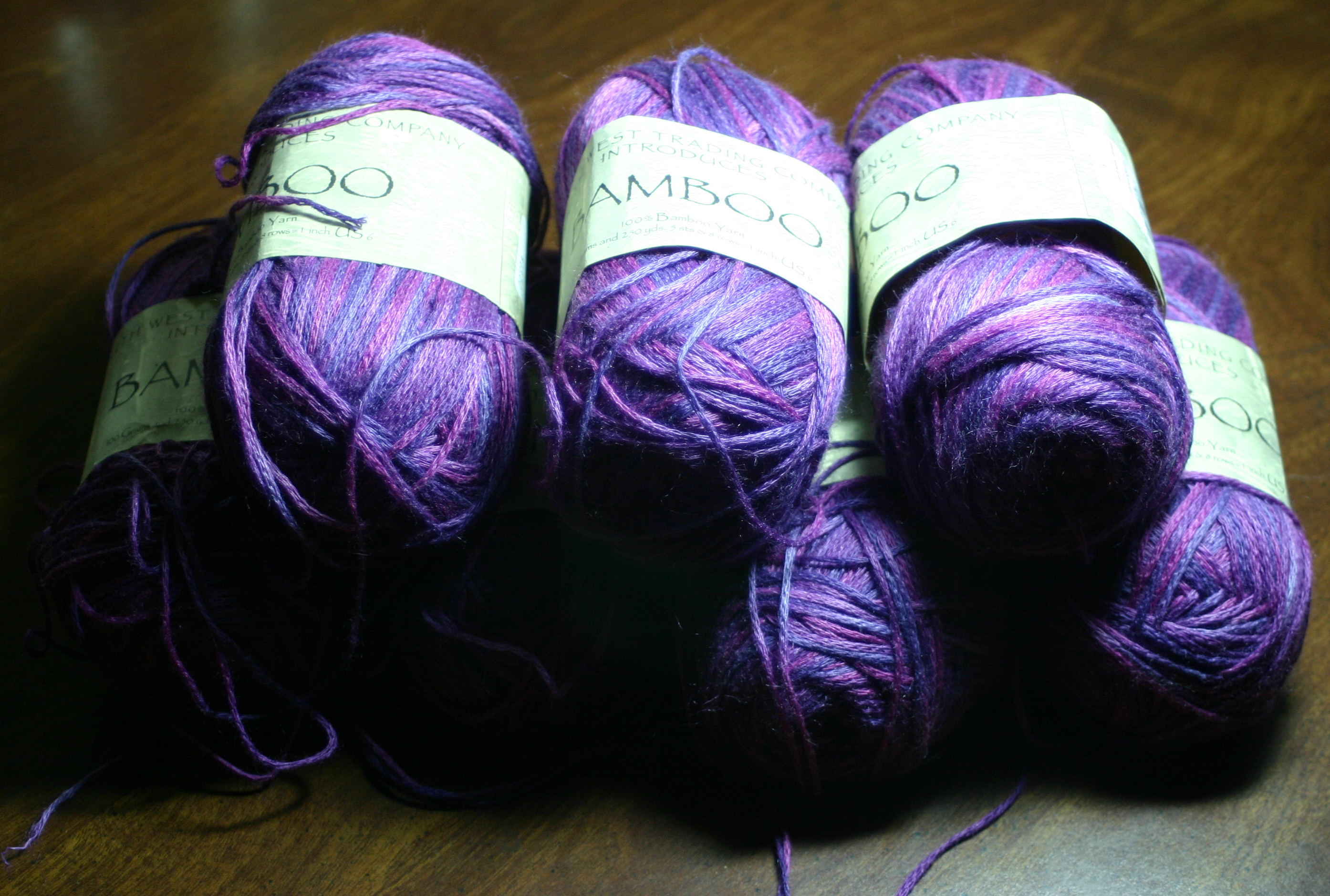 SWTC Bamboo purple (6 skeins plus one partly used skein) - 100% bamboo, 100g/250 yds, 20 sts=4