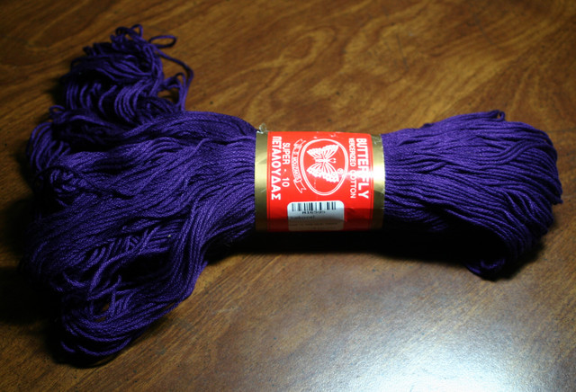 Super 10 Indigo (1 skein plus a partly used ball) - 100% mercerized cotton, 125g/250m, 22 sts=10cm, 4mm needle/hook